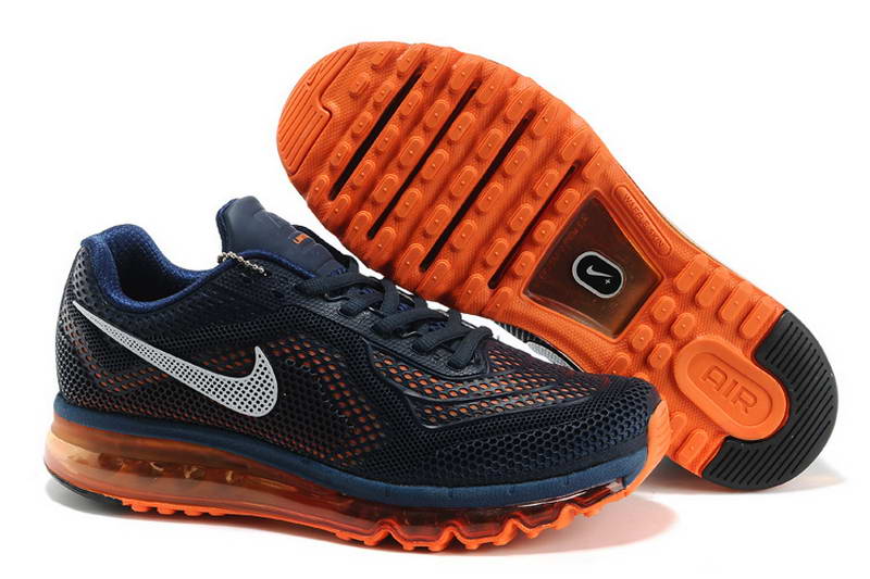 Nike Air Max 2014 Kpu Chaussures Hommes Bleu Fonce Blanc Orange